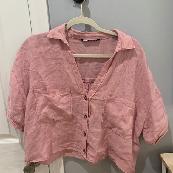 Zara Cropped Linen Shirt - Picture 4 of 5